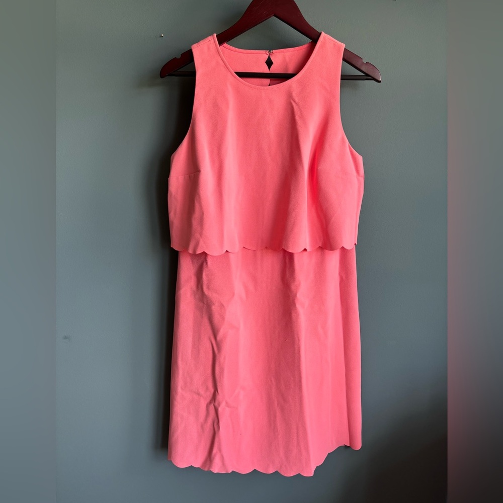 Loft Coral Pink Scalloped Dress - Picture 3 of 10